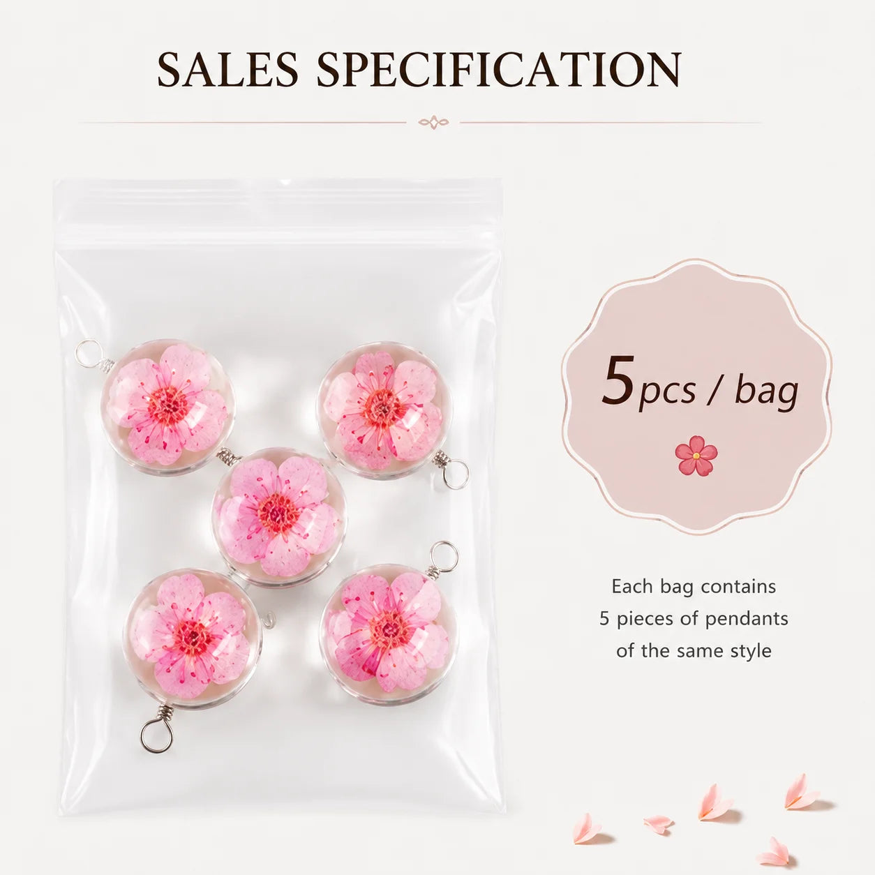 Handmade Pressed Flower Glass Charm Pendant – 12MM Mini Floral Dangle for DIY Jewelry