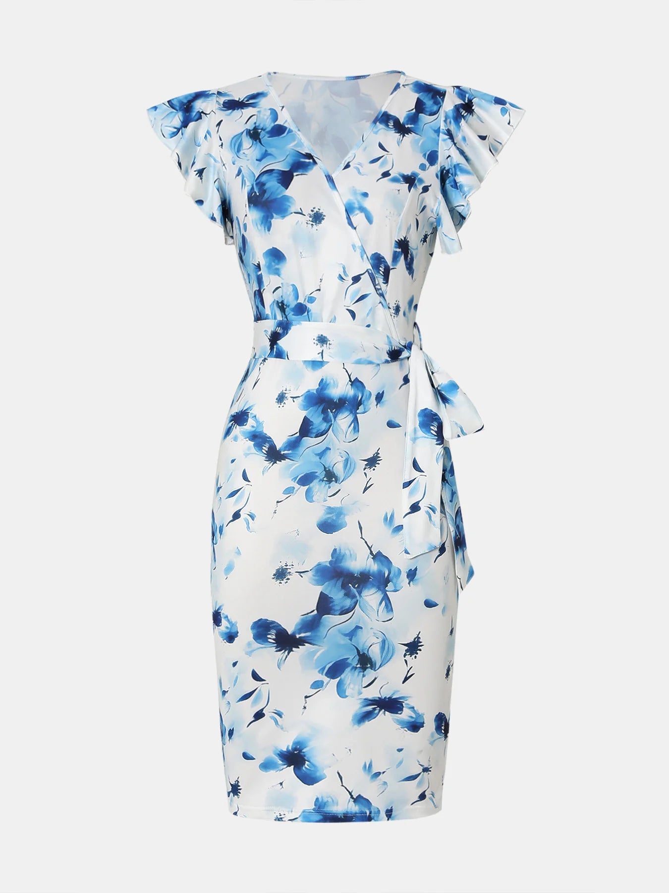 Women's Summer Blue Floral Print Maxi Dress - Elegant Vacation Style
