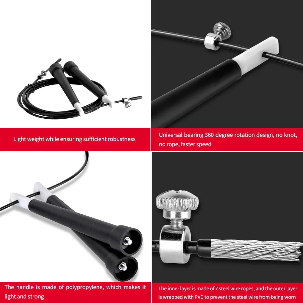 3m Steel Wire Speed Jump Rope - Cable Fitness Skipping Rope