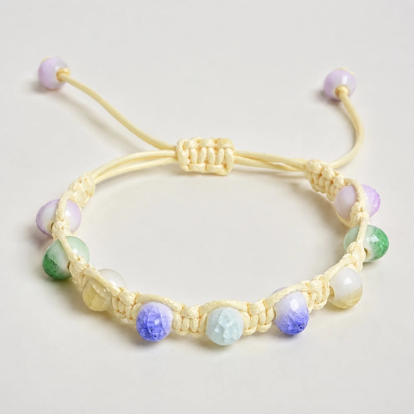 Handmade Colorful Ceramic Bracelet – Adjustable Coffee Cord Bohemian Artistic Jewelry