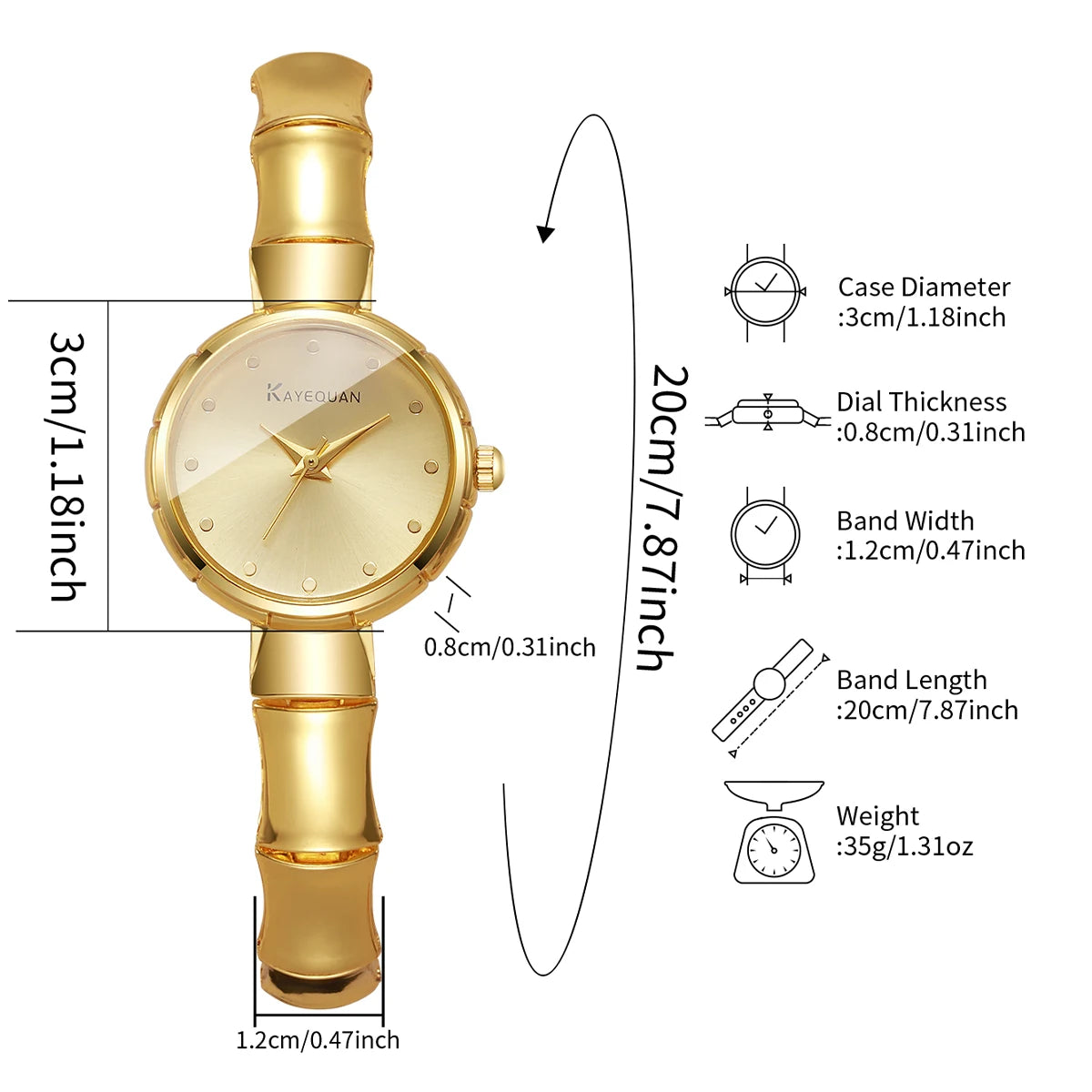 Elegant Women's Gold Bamboo Bracelet Quartz Watch – Luxury Dress Wristwatch