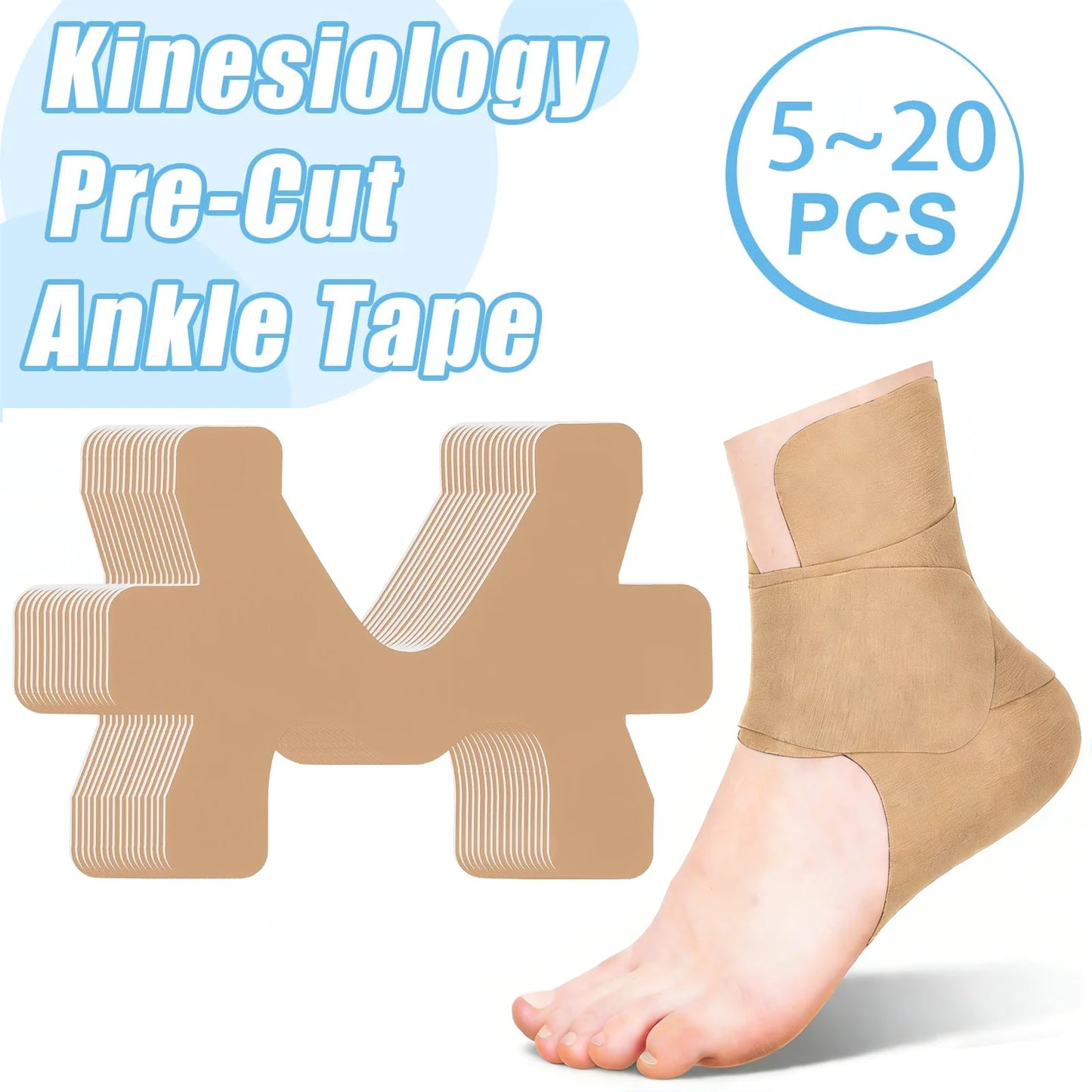 Kinesiology Ankle Tape – Breathable Elastic Strips for Sprain Prevention