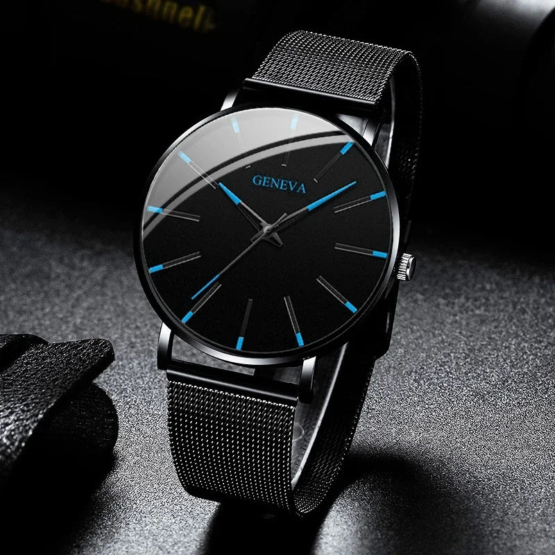 Men's Ultra Thin Business Watch – Mesh Belt Analog Quartz