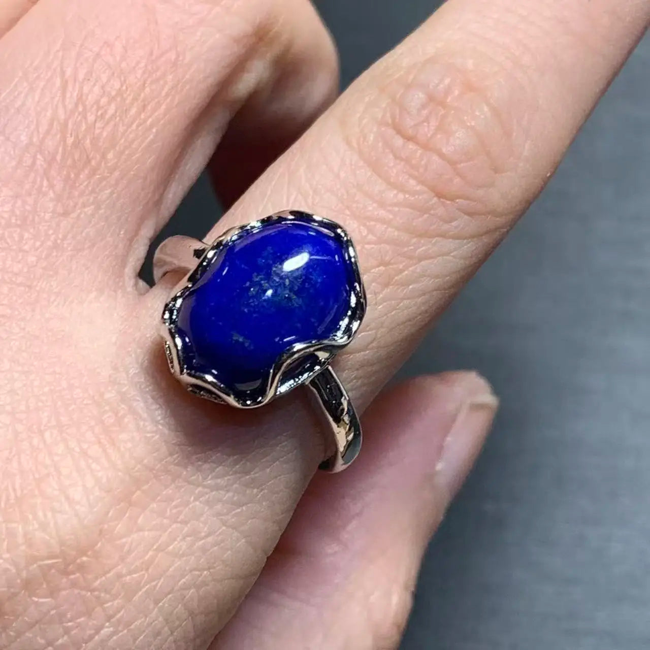 Natural Lapis Lazuli Adjustable Ring – Vintage Fine Jewelry for Women
