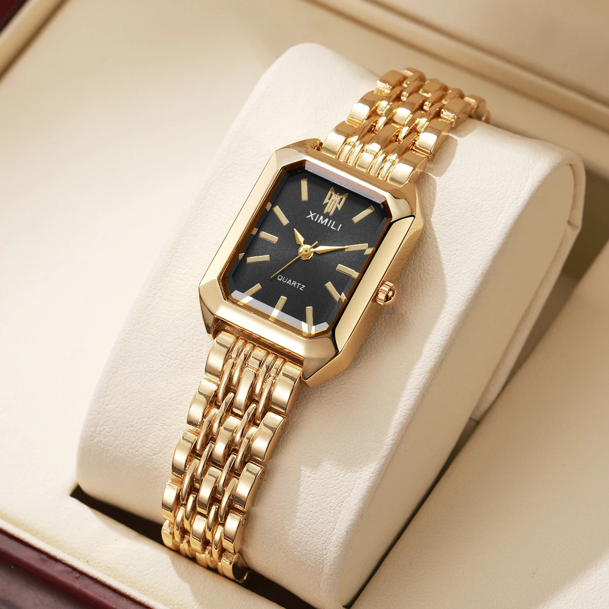 Luxury Women's Rectangle Watch – Steel Band Fashion Quartz Wristwatch