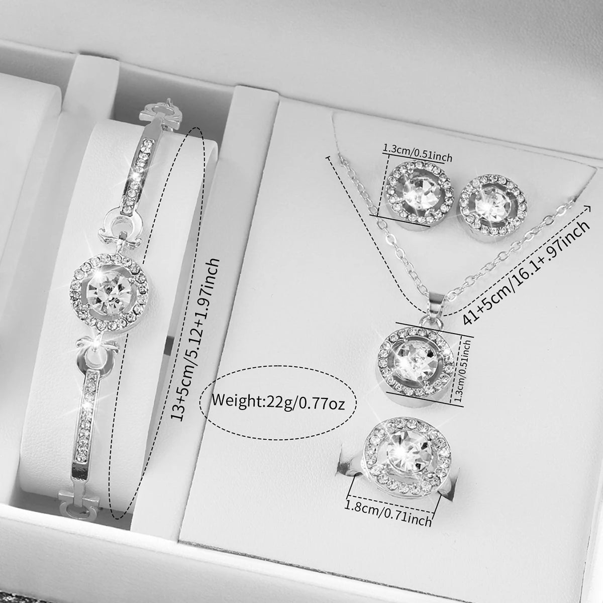 Women's Stainless Steel Quartz Watch & Diamond Jewelry Set – 6PCS Fashion Wristwatch
