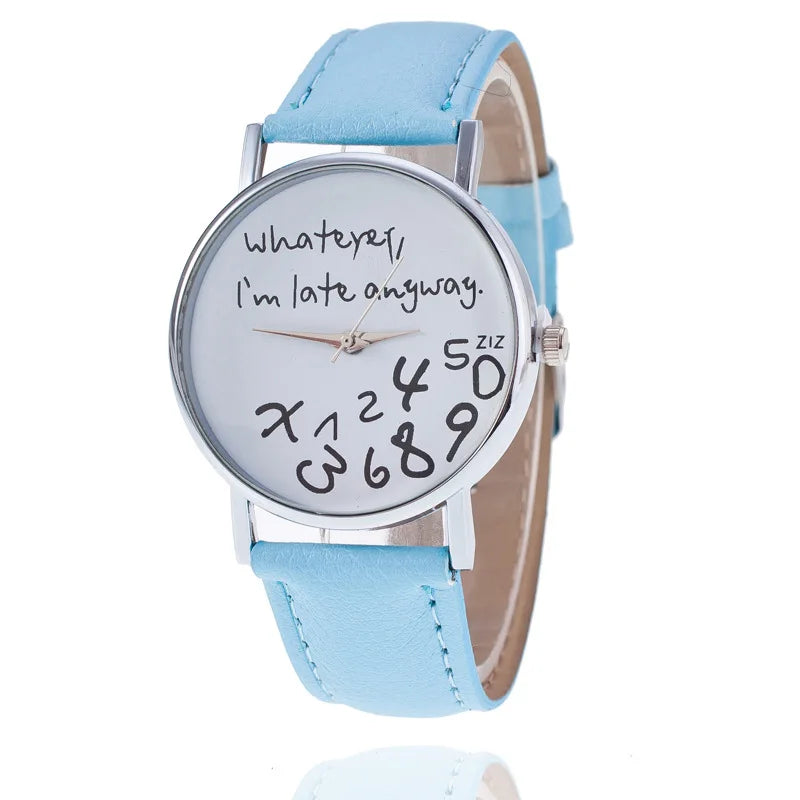 Funny Quote Watch for Women – Leather Strap Big Dial Quartz