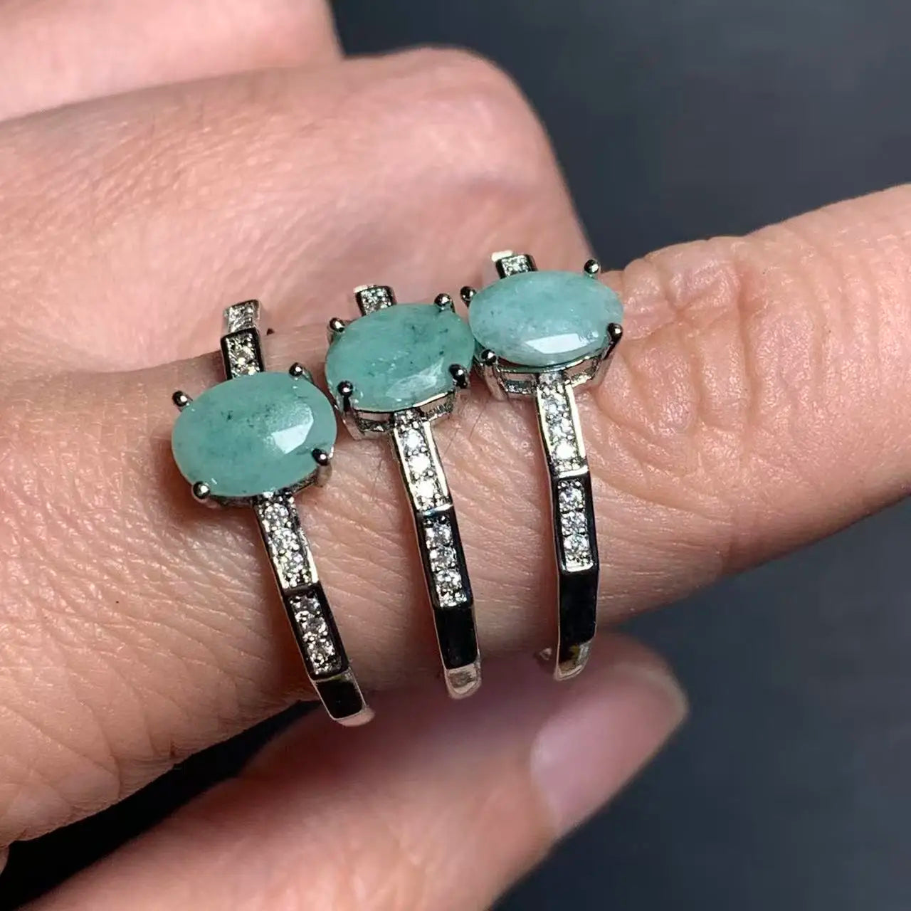 Natural Emerald Adjustable Ring – Multiple Styles Vintage Gemstone Ring for Women