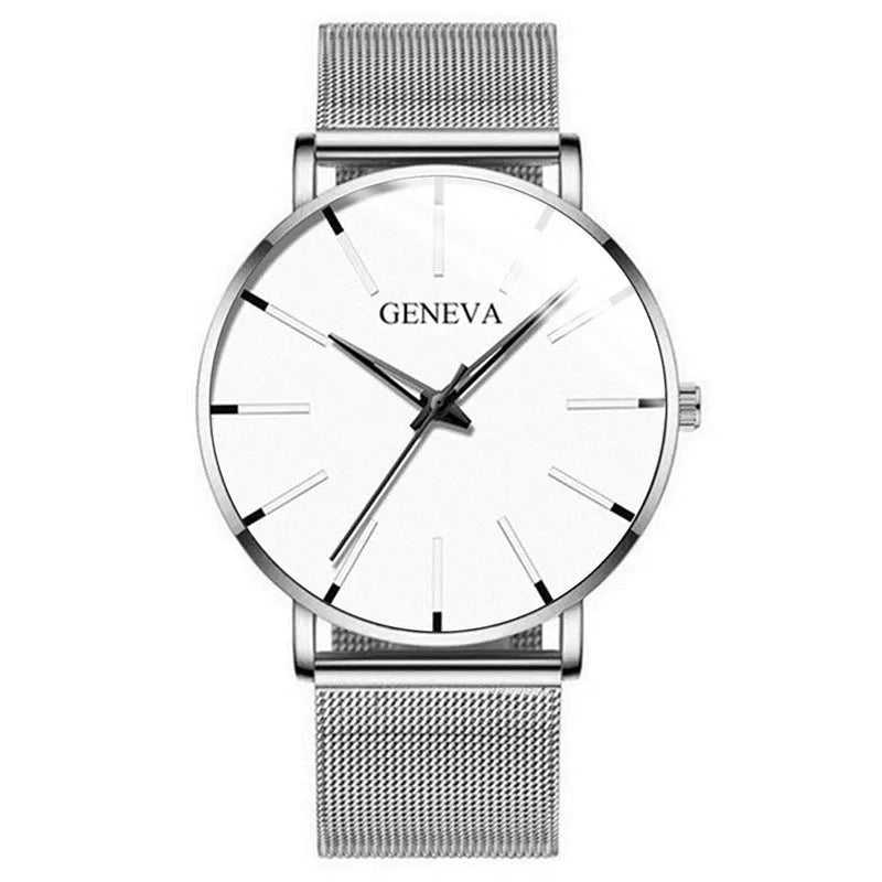 Men's Ultra Thin Business Watch – Mesh Belt Analog Quartz