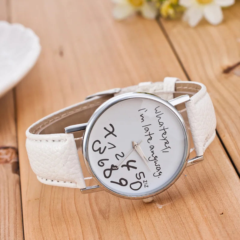 Funny Quote Watch for Women – Leather Strap Big Dial Quartz