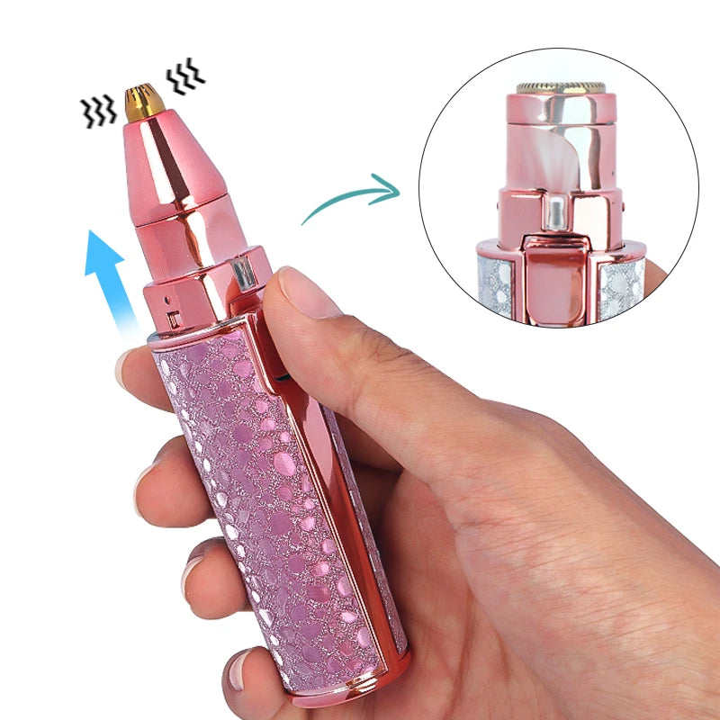 Portable 2 IN 1 Electric Epilator Eyebrow Trimmer Body Facial Lip Hair Remover Mini Painless Razor Shave Shaver Built-in LED
