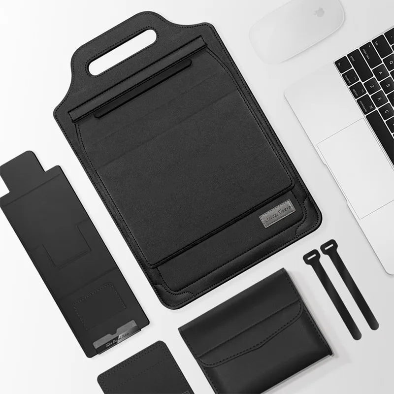 for Infinix XBOOK B15 15.6inch Laptop Sleeve Foldable Laptop Stand Mouse Pad Phone Holder Charger Mouse Pouch Flip Bag Case