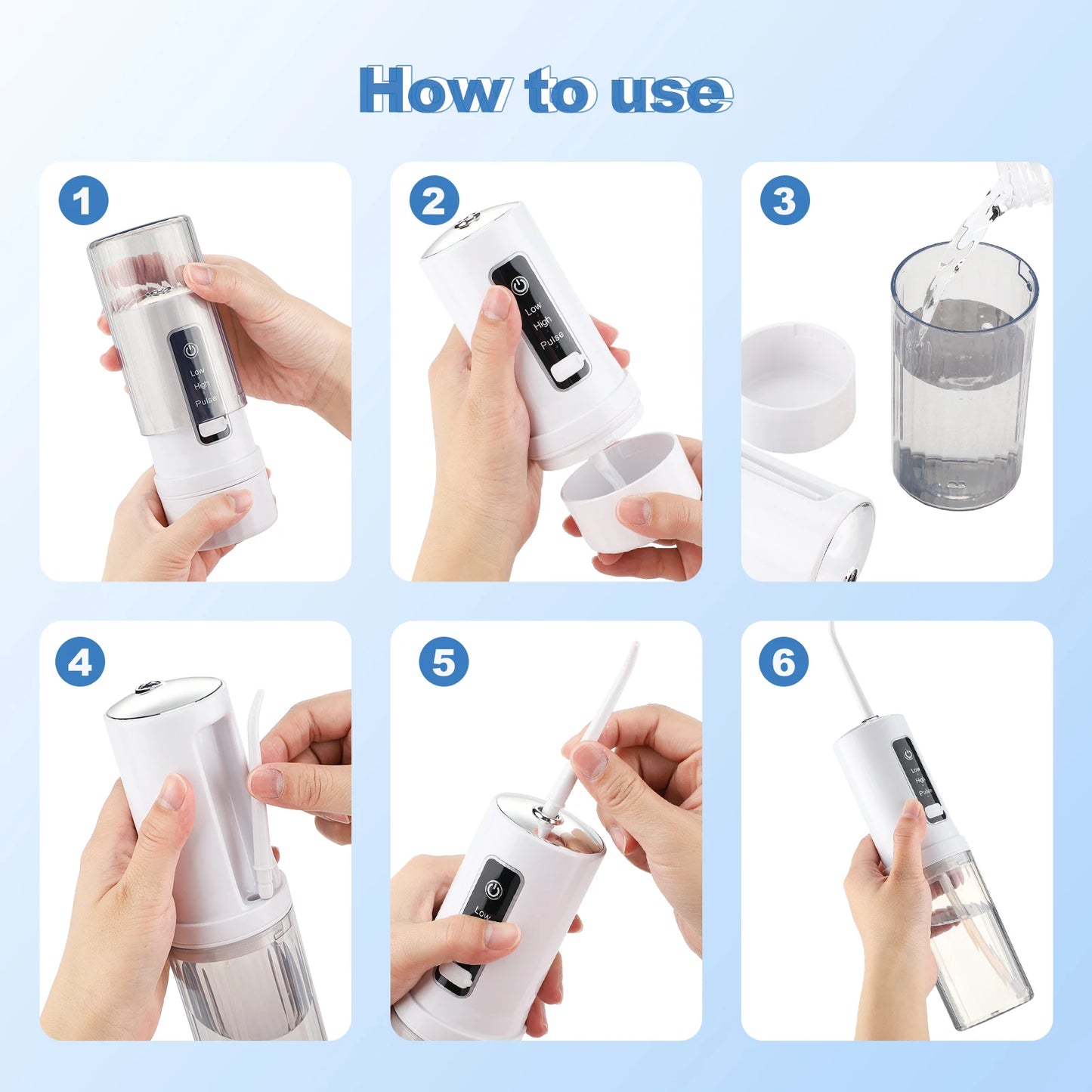 3 Modes Water Dental Flosser Cordless for Teeth Portable Dental Oral Irrigator Rechargeable IPX7 Waterproof Water Teeth Cleaner