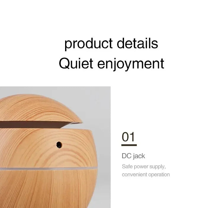 USB Ultrasonic Cool Mist Essential Oil Humidifier - Mini Wood Grain Design