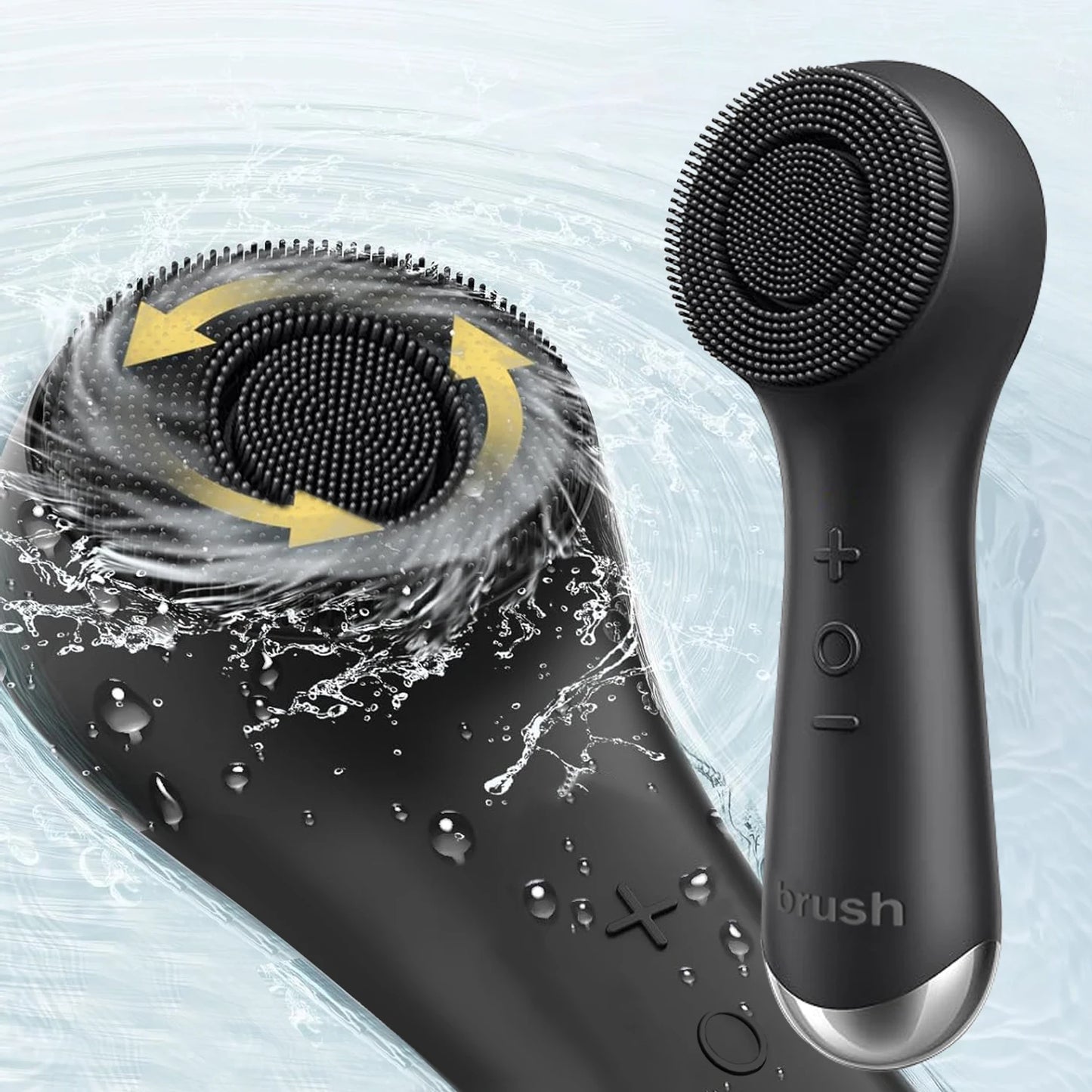360° Rotating Facial Cleansing Brush – USB Rechargeable Silicone Massager