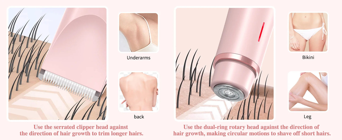 2-in-1 Dual-Head Women's Electric Razor & Bikini Trimmer