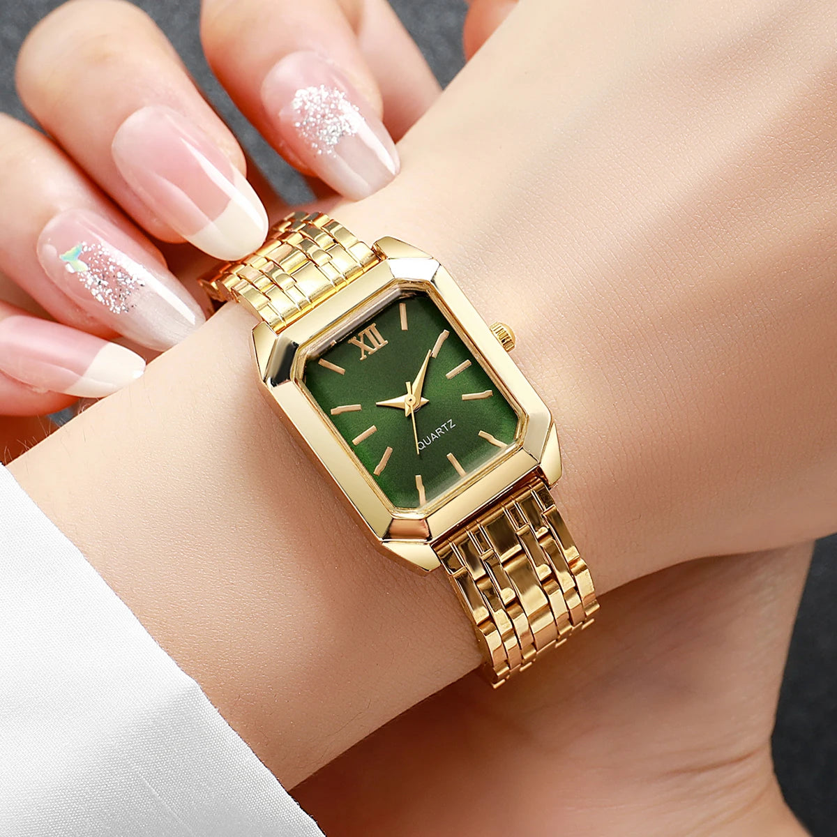 Fashion Rectangle Women's Quartz Watch – Casual Ladies Wristwatch Set