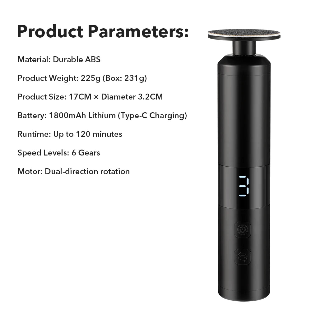 Electric Callus Remover – 6-Speed USB-C Rechargeable Pedicure Tool
