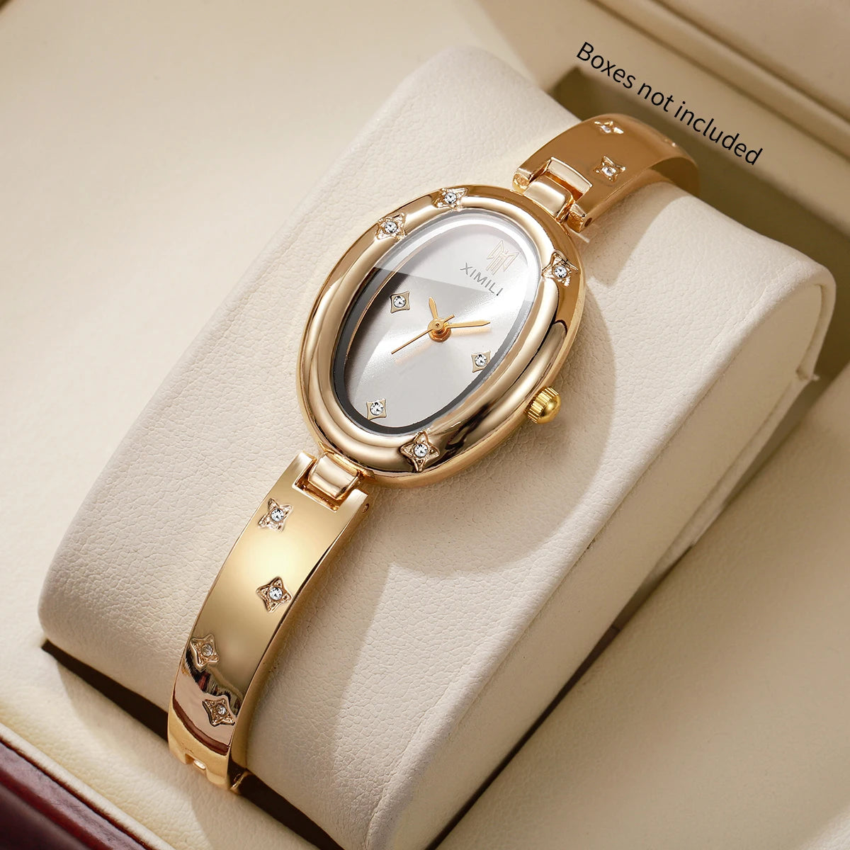 Elegant Oval Dial Women's Rhinestone Bracelet Quartz Watch – Bangle Wristwatch
