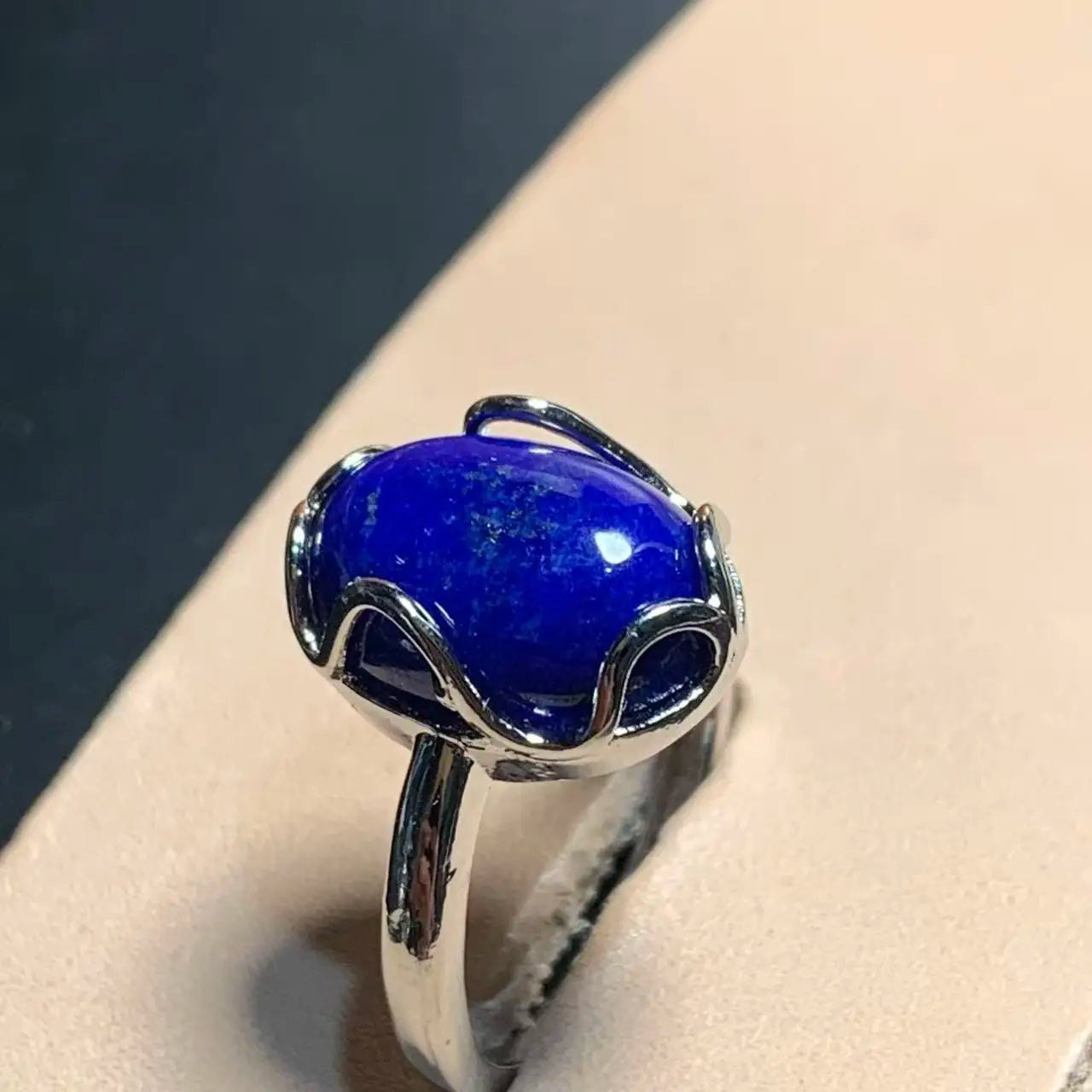 Natural Lapis Lazuli Adjustable Ring – Vintage Fine Jewelry for Women