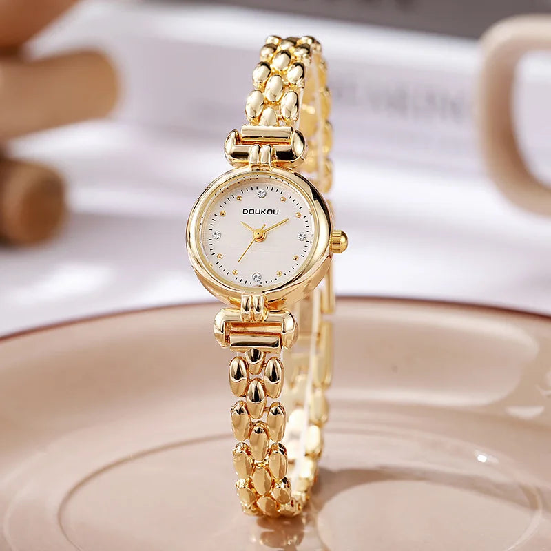 Luxury Small Dial Gold Women's Watch – Bracelet Strap Quartz