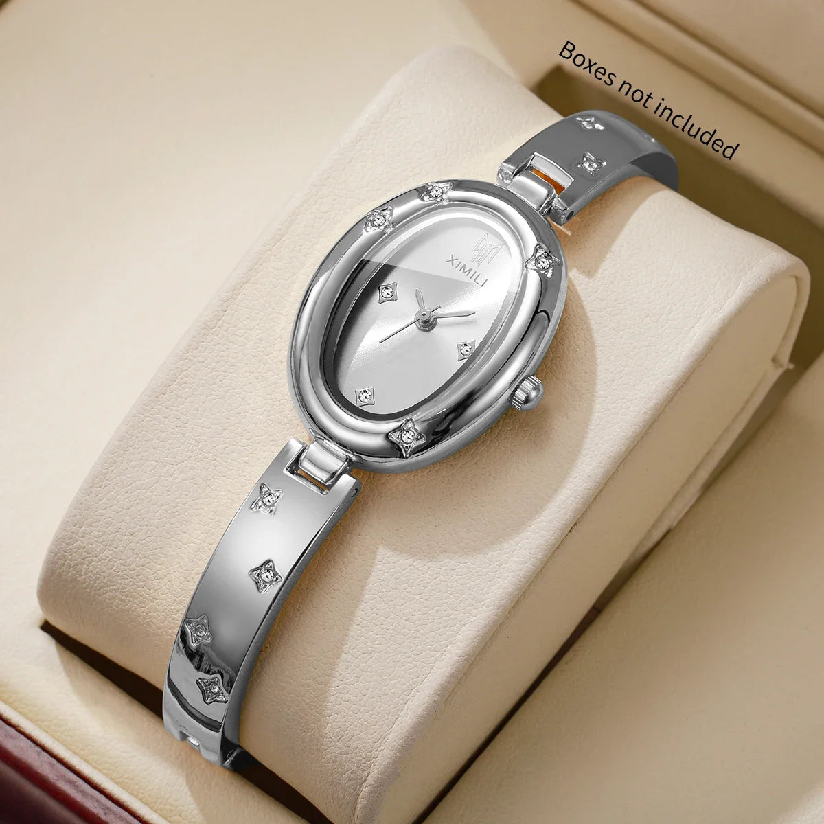 Elegant Oval Dial Women's Rhinestone Bracelet Quartz Watch – Bangle Wristwatch