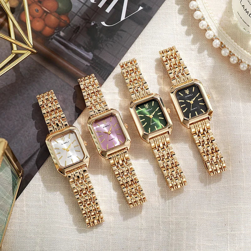 Luxury Women's Rectangle Watch – Steel Band Fashion Quartz Wristwatch