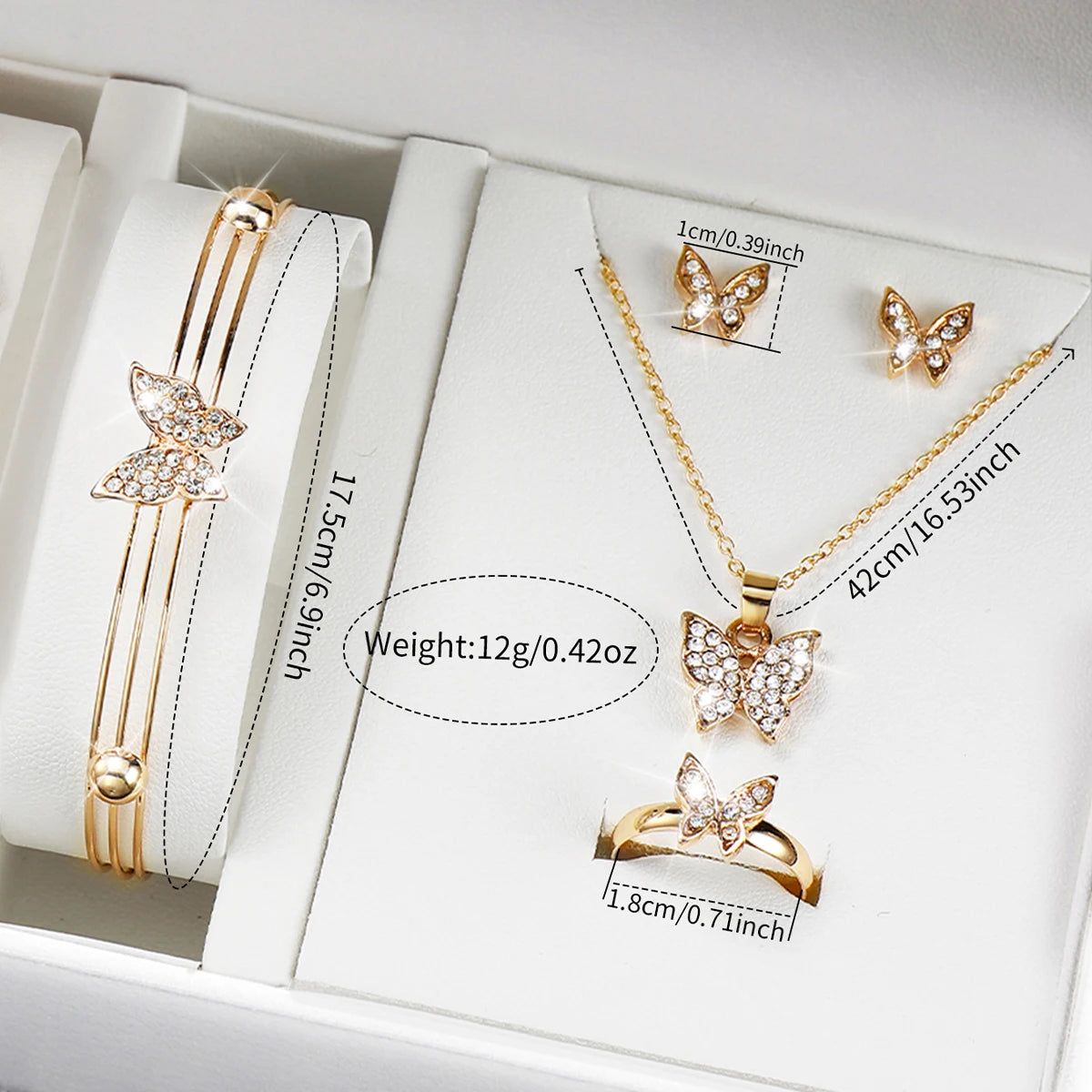 Women's Stainless Steel Quartz Watch & Diamond Jewelry Set – 6PCS Fashion Wristwatch