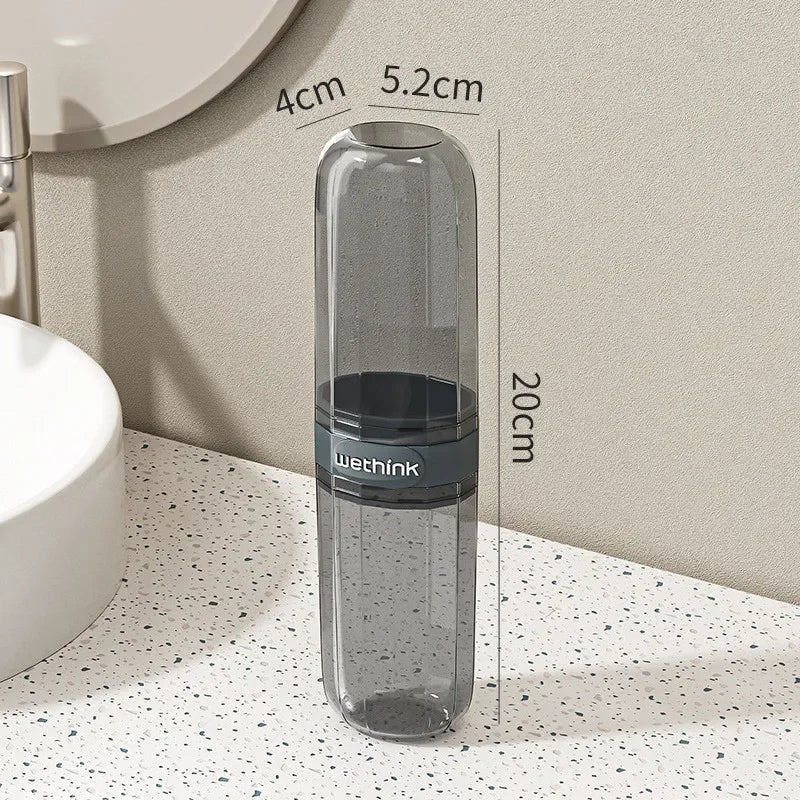 Portable Clear Toothbrush Travel Case, Hard Shell All-in-One Organizer for Business Trips Gym & Commute, Hygienic Secure Design