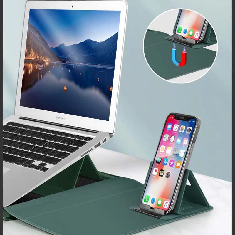 for Infinix XBOOK B15 15.6inch Laptop Sleeve Foldable Laptop Stand Mouse Pad Phone Holder Charger Mouse Pouch Flip Bag Case