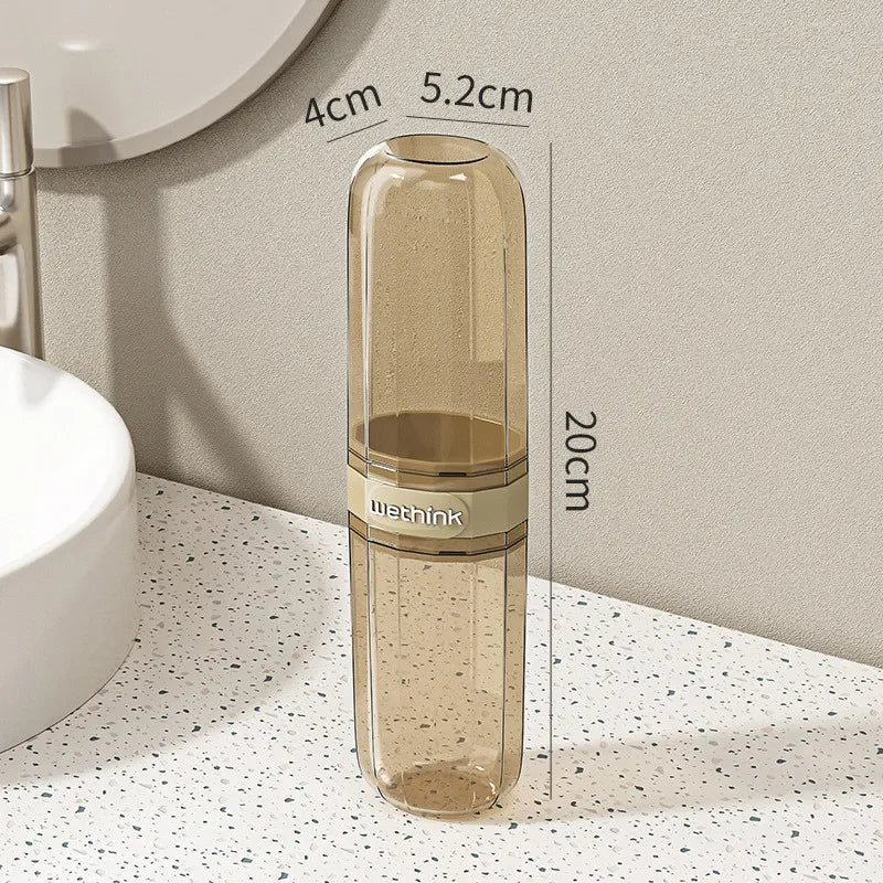 Portable Clear Toothbrush Travel Case, Hard Shell All-in-One Organizer for Business Trips Gym & Commute, Hygienic Secure Design