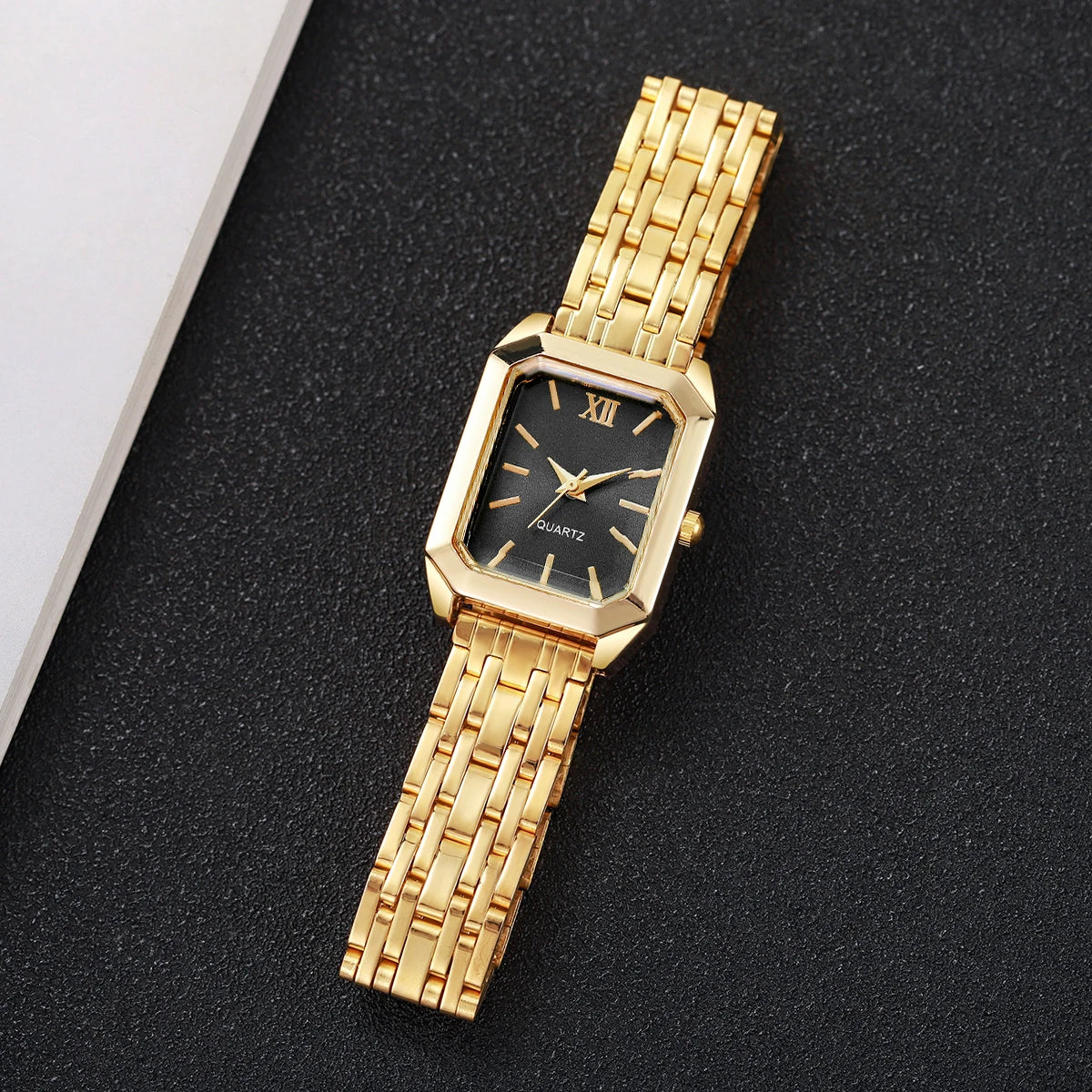 Fashion Rectangle Women's Quartz Watch – Casual Ladies Wristwatch Set