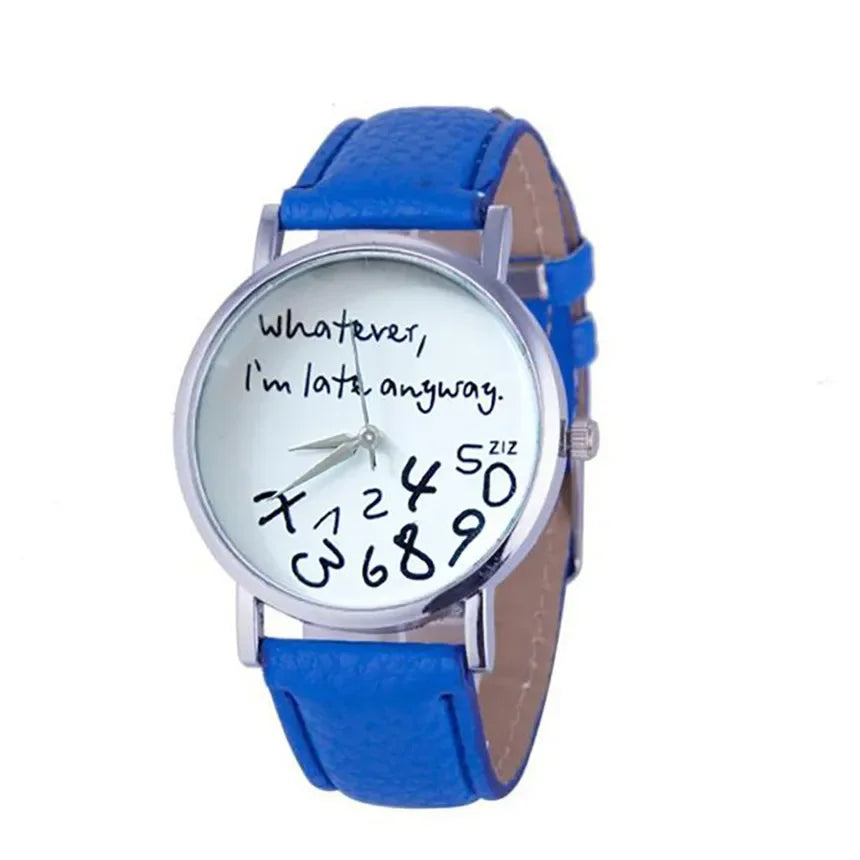 Funny Quote Watch for Women – Leather Strap Big Dial Quartz