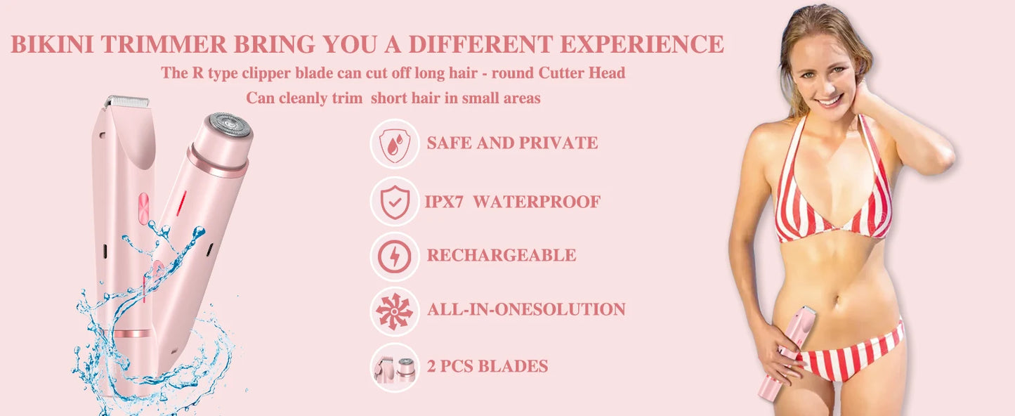 2-in-1 Dual-Head Women's Electric Razor & Bikini Trimmer