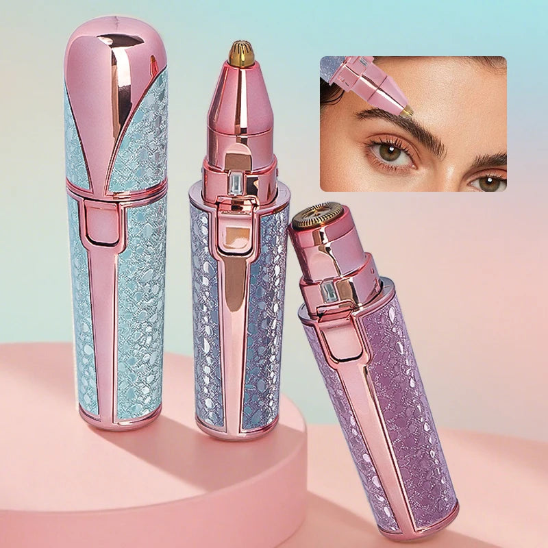 Portable 2 IN 1 Electric Epilator Eyebrow Trimmer Body Facial Lip Hair Remover Mini Painless Razor Shave Shaver Built-in LED