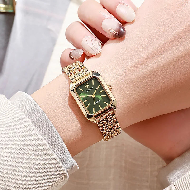 Luxury Women's Rectangle Watch – Steel Band Fashion Quartz Wristwatch