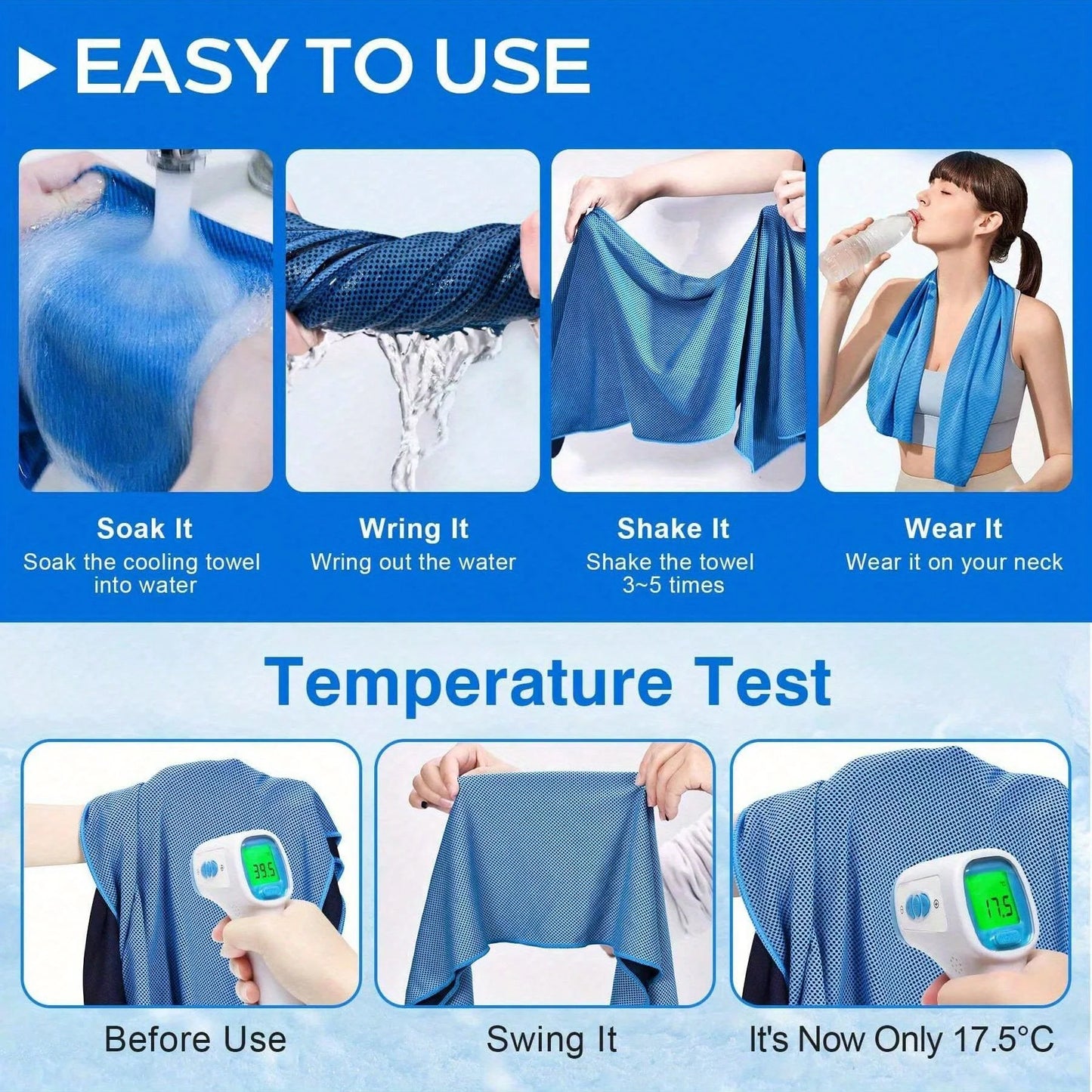 Sports Cooling Towels 4-Pack – Instant Cooling for Gym, Yoga & Outdoor