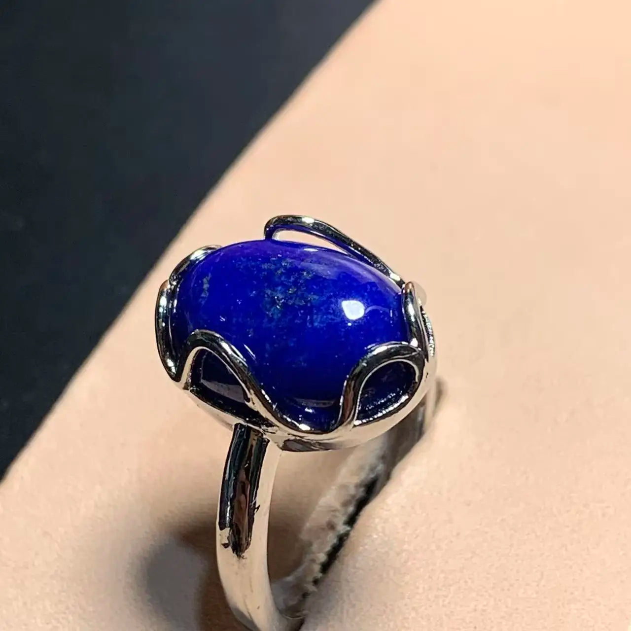 Natural Lapis Ring – Adjustable Vintage Gemstone Ring for Women