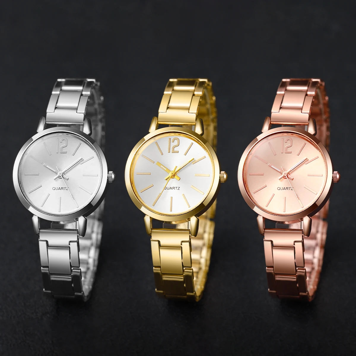 Fashion Women's Stainless Steel Quartz Watch – Analog Wristwatch Set 1/3PCS