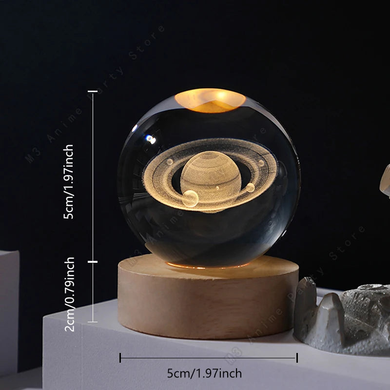 3D Crystal Ball Night Light - LED Galaxy Lamp for Kids' Birthday Gift