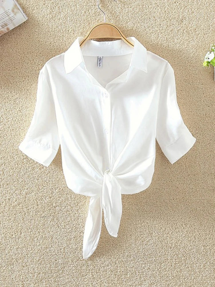 New Womens Tops Fashion 2024 Women Summer Chiffon Blouse Short Sleeve Casual Shirt