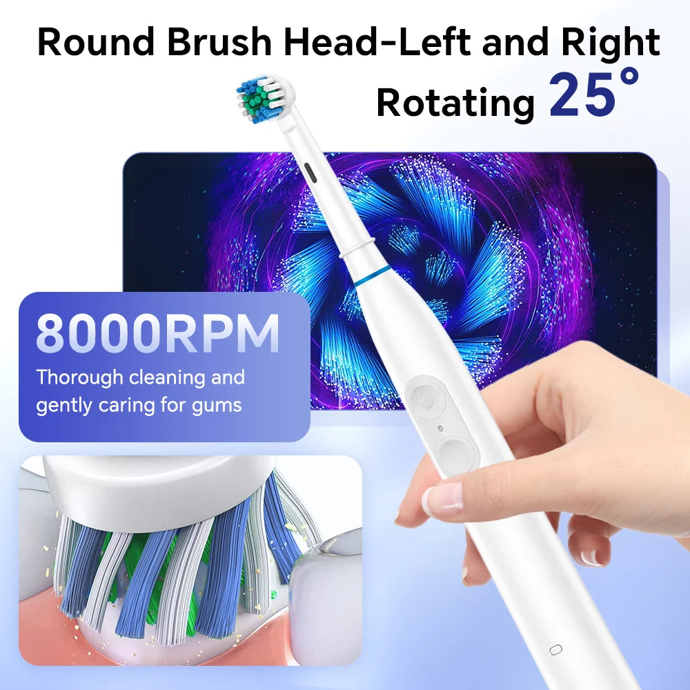 5-Mode Electric Toothbrush – IPX7 Waterproof, 15-Day Battery, USB-C