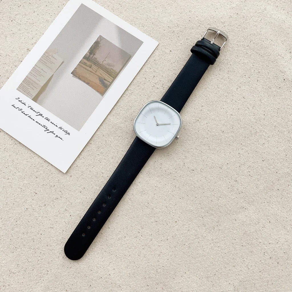 Simple Square Women's Watch – Leather Strap Minimalist Quartz