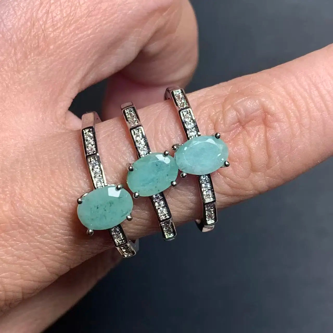 Natural Emerald Adjustable Ring – Multiple Styles Vintage Gemstone Ring for Women