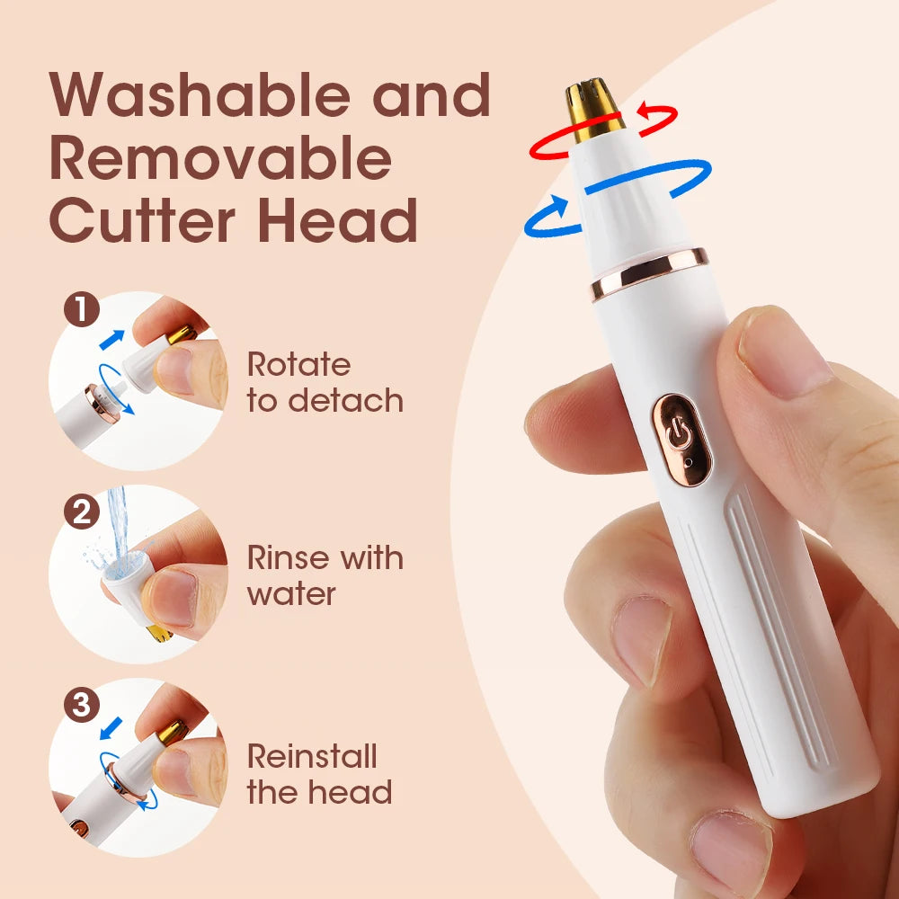 2-in-1 Nose & Eyebrow Trimmer – USB Cordless Electric Facial Hair Trimmer