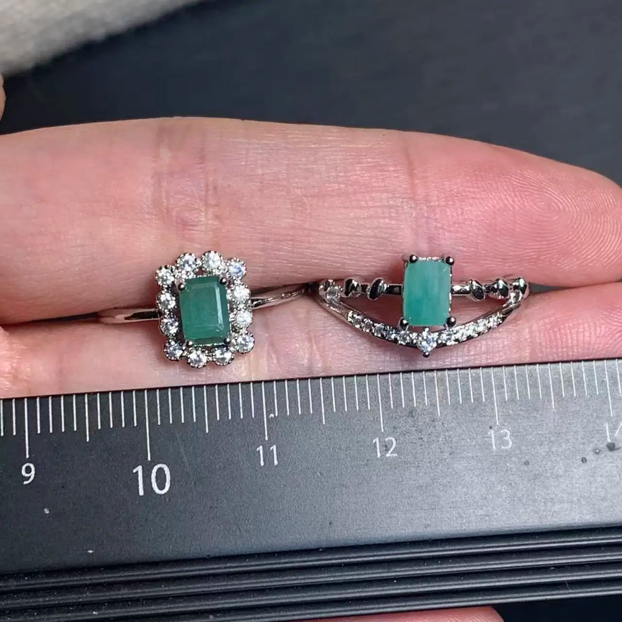 Natural Emerald Adjustable Ring – Multiple Styles Vintage Gemstone Ring for Women