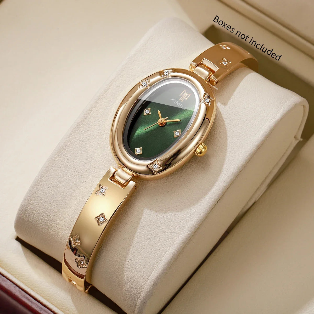 Elegant Oval Dial Women's Rhinestone Bracelet Quartz Watch – Bangle Wristwatch