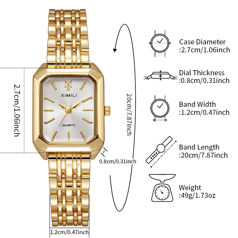 Luxury Women's Rectangle Watch – Steel Band Fashion Quartz Wristwatch