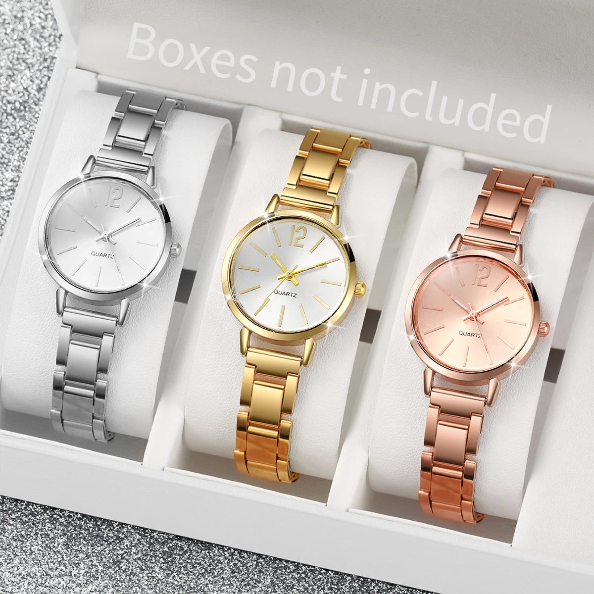 Fashion Women's Stainless Steel Quartz Watch – Analog Wristwatch Set 1/3PCS