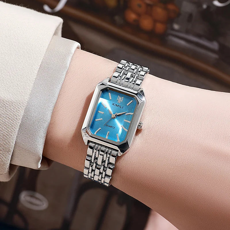 Luxury Women's Rectangle Watch – Steel Band Fashion Quartz Wristwatch
